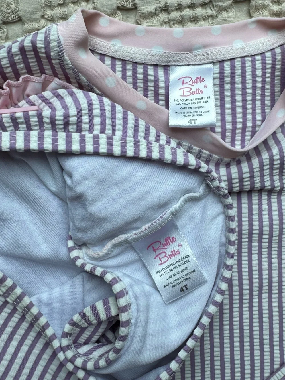 Ruffle Butts Lavender Seersucker Two-Piece Swim Set